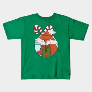 Vintage Christmas Fox Cartoon // Winter Fox Winter Animal // Arctic Fox Kids T-Shirt